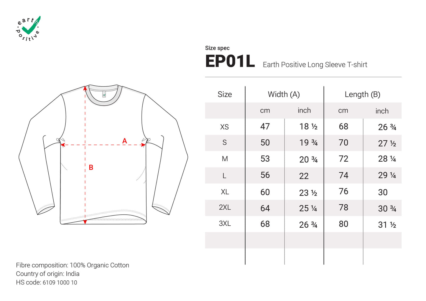 Earth Positive EP01L Size Spec Longsleeve