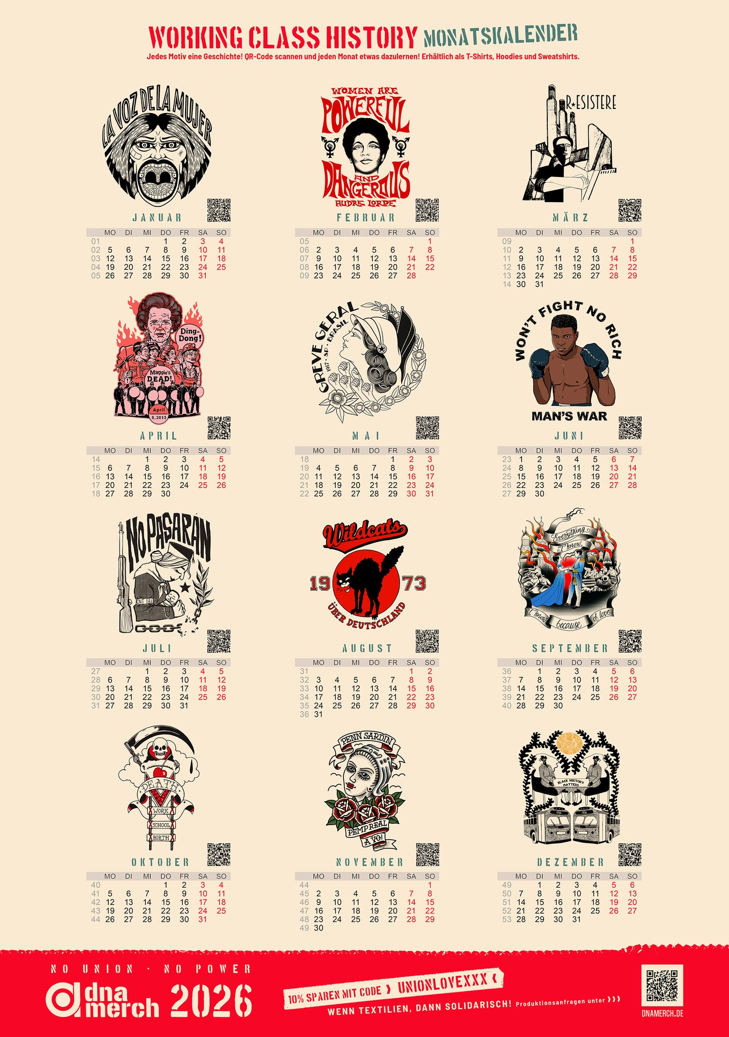 Working Class History 2026 Kalendar