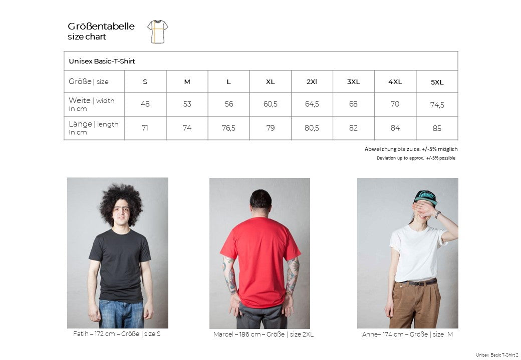 dna merch Size Chart for Unisex Basic T-Shirt