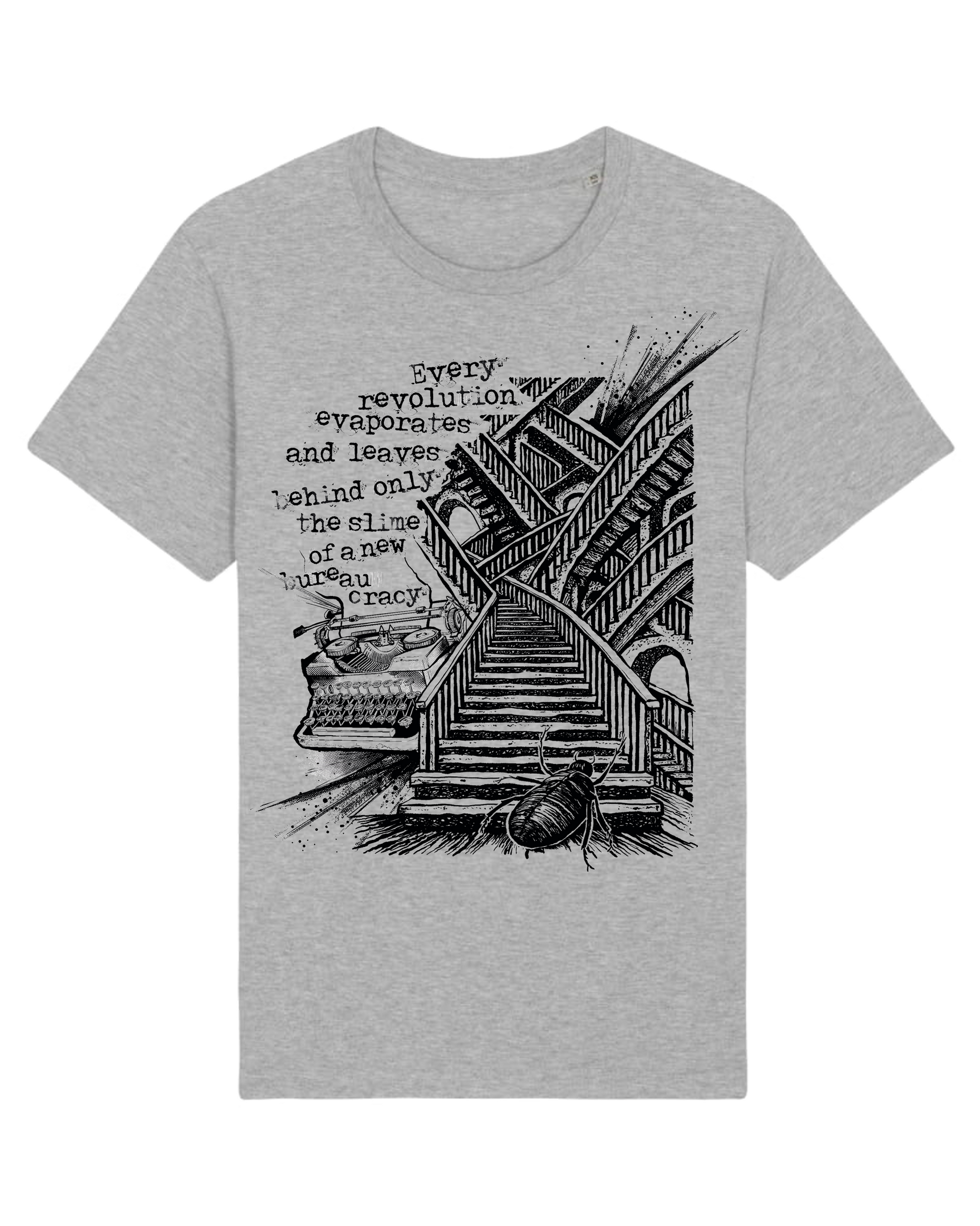 Every Revolution Evaporates and Leaves Behind Only...Kafka Heather Grey T-Shirt Mock-up on White Background