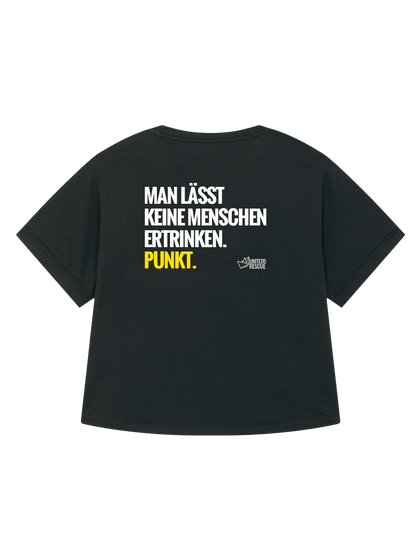 T-Shirt Women Roundback Oversized MAN LÄSST KEINE MENSCHEN ERTRINKEN (Backprint)