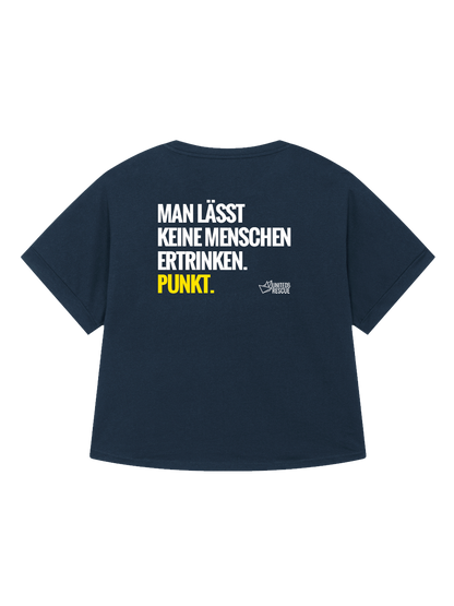 T-Shirt Women Roundback Oversized MAN LÄSST KEINE MENSCHEN ERTRINKEN (Backprint)
