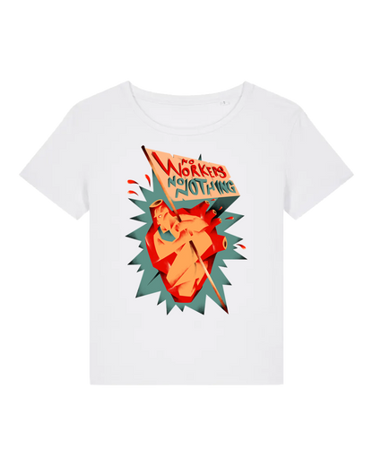 No Workers No Nothing White Women Fitted Shirt dna merch