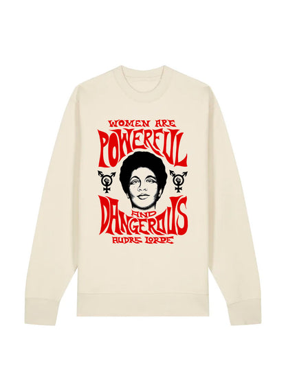 Women Are Powerful And Dangerous Audre Lorde dna merch vintage white sweatshirt