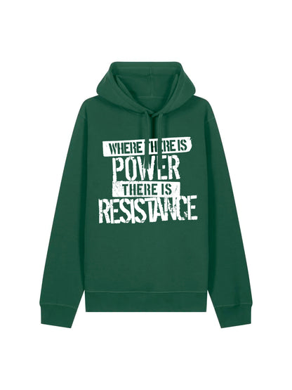 Where There Is Power There is Resistance Bottle Green Hoodie Mock