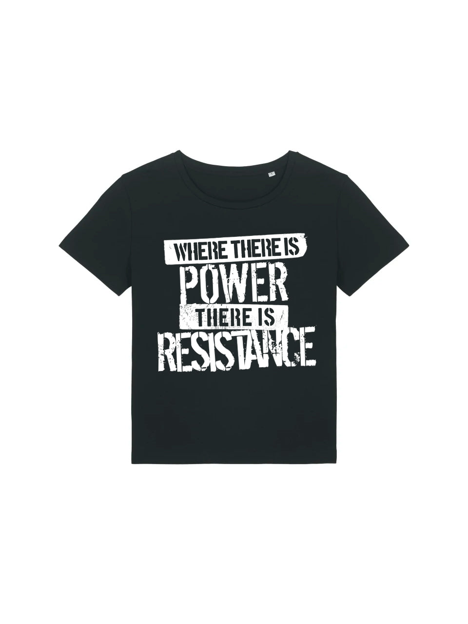 Where There Is Power There is Resistance Black Woman T-Shirt Mock