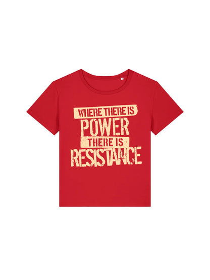 Where There Is Power There is Resistance Red Woman T-Shirt Mock