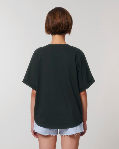 T-Shirt Frauen Roundback Oversized Gewerkschafter*in für Frieden