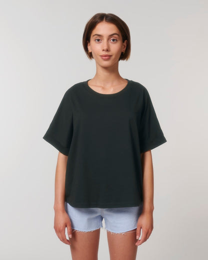 T-Shirt Frauen Roundback Oversized Gewerkschafter*in für Frieden