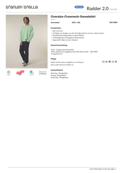 Rundhalspullover Oversized Uebertage (Hand-Schuh-Logo)