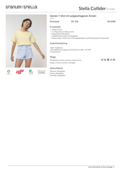 T-Shirt Frauen Oversized Kafvka Friede Den Gemanagten (inkl. D/EU-Versand)