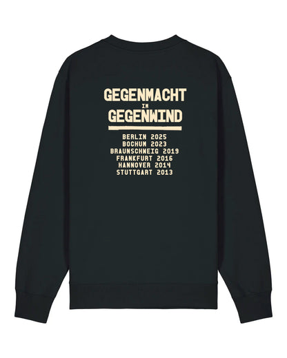 Gegenmacht in Gegenwind Streikkonerenz Black Sweater dna merch