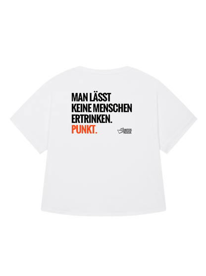 T-Shirt Women Roundback Oversized MAN LÄSST KEINE MENSCHEN ERTRINKEN (Backprint)