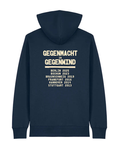 Gegenmacht in Gegenwind Streikkonerenz Navy Hoodie dna merch