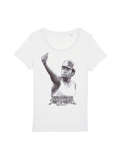 dna merch Just Music white t-shirt jazzer