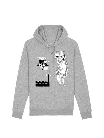 Strike Hard Play Hard grey hoodie dna merch