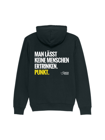 Kapuzenpullover MAN LÄSST KEINE MENSCHEN ERTRINKEN (Backprint)