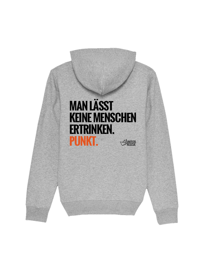 Kapuzenpullover MAN LÄSST KEINE MENSCHEN ERTRINKEN (Backprint)