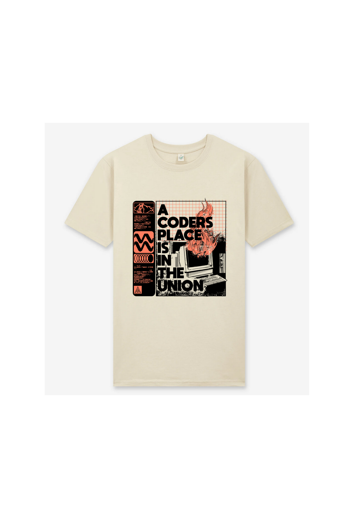 A Coders Place Is In The Union Beige T-Shirt Product Mockup