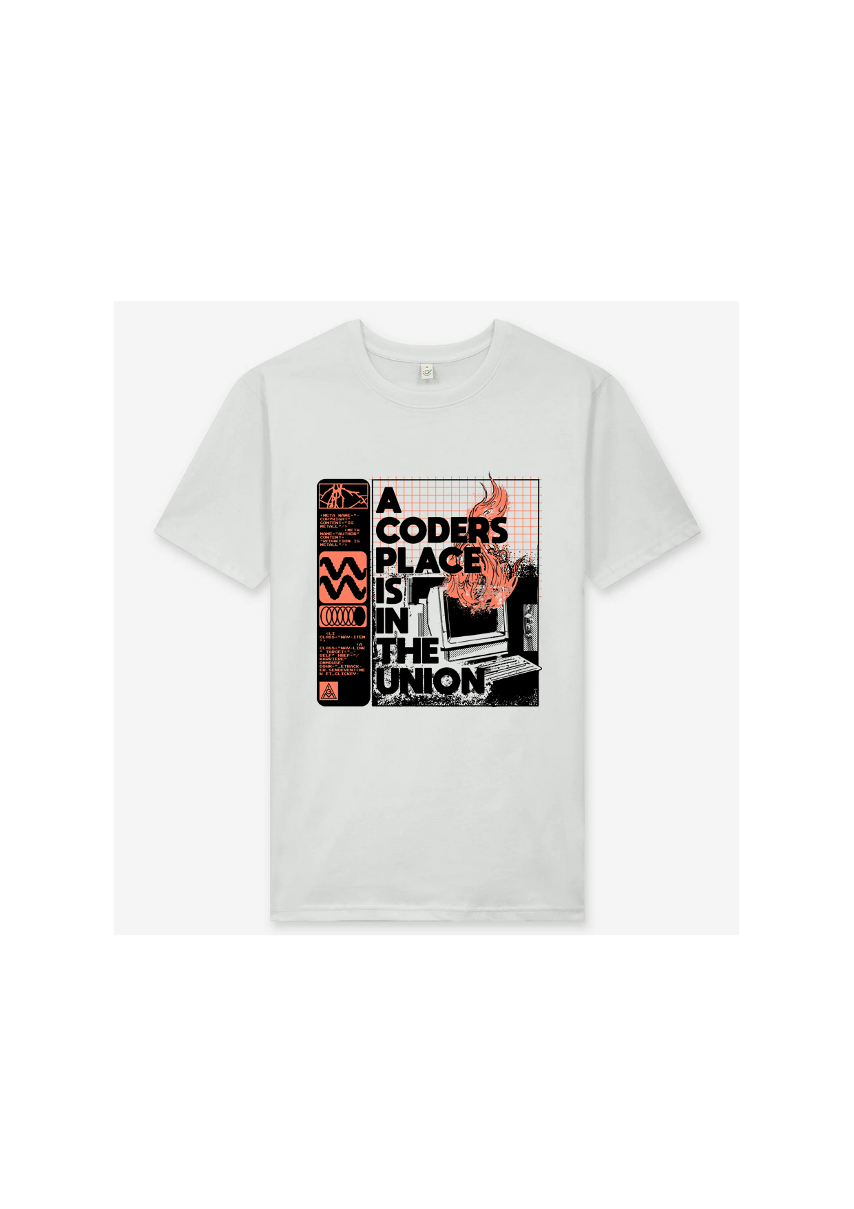 A Coders Place Is In The Union White T-Shirt Product Mockup