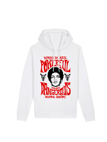 Women Are Powerful And Dangerous Audre Lorde dna merch white hoodie