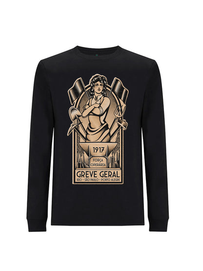 Working Class History Greve Geral 1917 Black Longsleeve Contnental Product Mockup