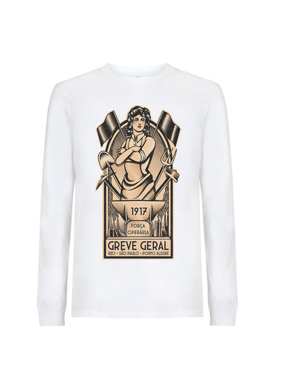 Working Class History Greve Geral 1917 White Longsleeve Contnental Product Mockup
