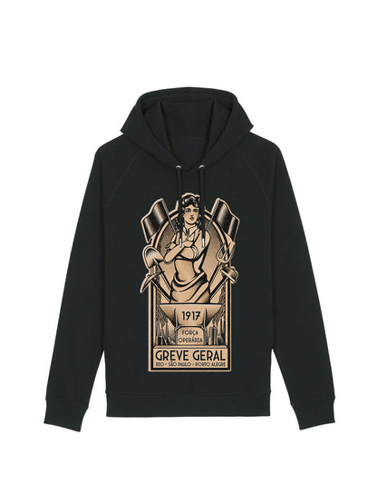 Working Class History Greve Geral 1917 Black Hoodie Sider Product Mockup 