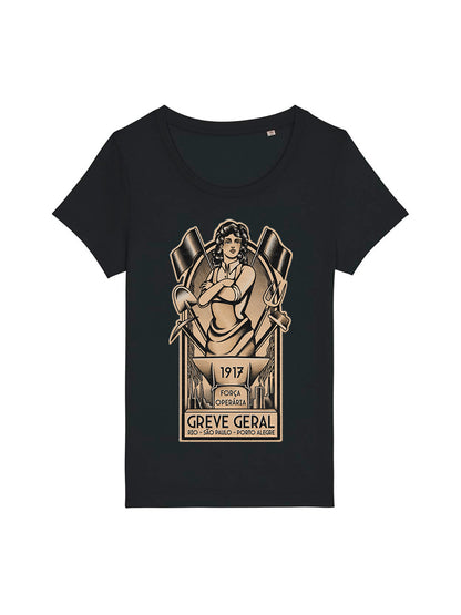 Working Class History Greve Geral 1917 Black T-Shirt Jazzer Product Mockup