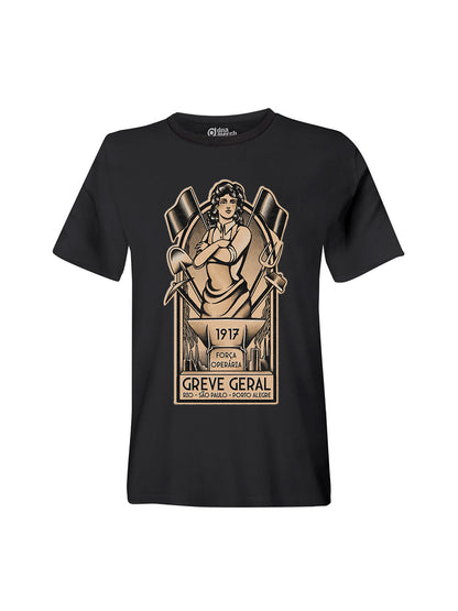 Working Class History Greve Geral 1917 Black T-Shirt Product Mockup