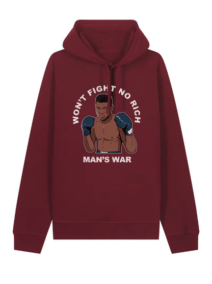 Won't Fight No Rich Man's War dna merch Burgundy Hoodie